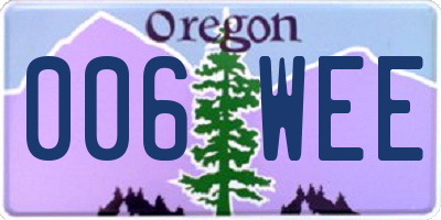OR license plate 006WEE