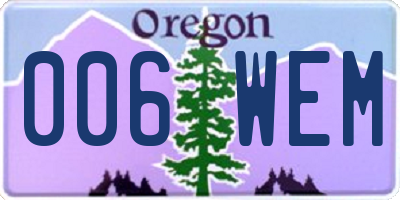 OR license plate 006WEM