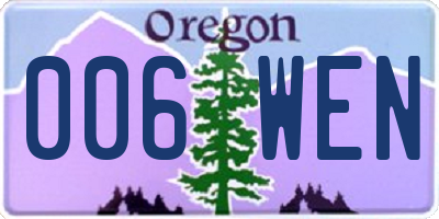 OR license plate 006WEN