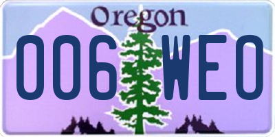 OR license plate 006WEO