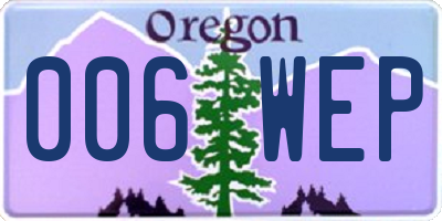 OR license plate 006WEP