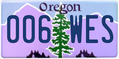 OR license plate 006WES