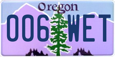 OR license plate 006WET