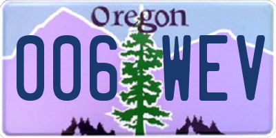OR license plate 006WEV
