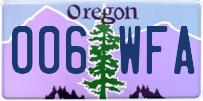 OR license plate 006WFA