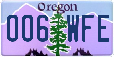 OR license plate 006WFE