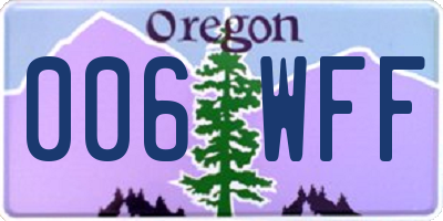 OR license plate 006WFF