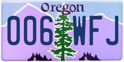 OR license plate 006WFJ
