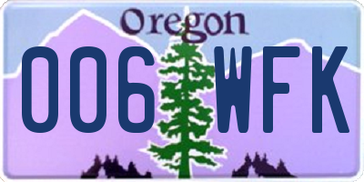 OR license plate 006WFK
