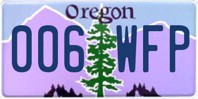 OR license plate 006WFP