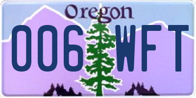 OR license plate 006WFT