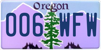 OR license plate 006WFW