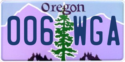 OR license plate 006WGA