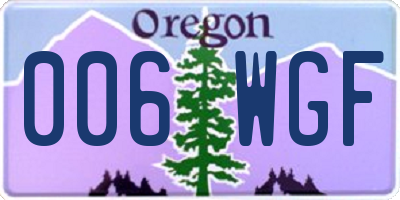 OR license plate 006WGF