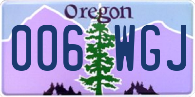 OR license plate 006WGJ