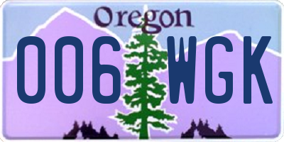 OR license plate 006WGK