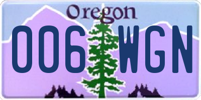 OR license plate 006WGN