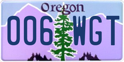 OR license plate 006WGT