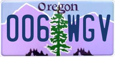 OR license plate 006WGV