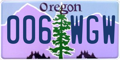 OR license plate 006WGW