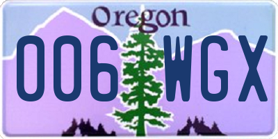 OR license plate 006WGX
