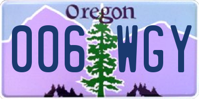 OR license plate 006WGY