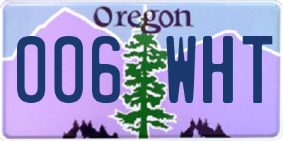 OR license plate 006WHT