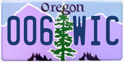 OR license plate 006WIC
