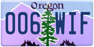 OR license plate 006WIF