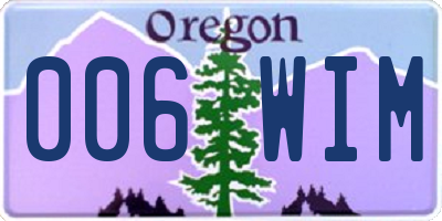 OR license plate 006WIM