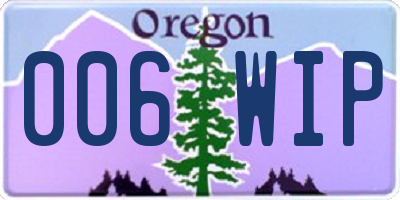 OR license plate 006WIP