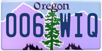 OR license plate 006WIQ