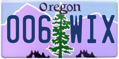 OR license plate 006WIX