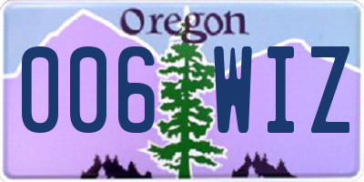 OR license plate 006WIZ