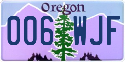 OR license plate 006WJF