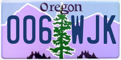 OR license plate 006WJK