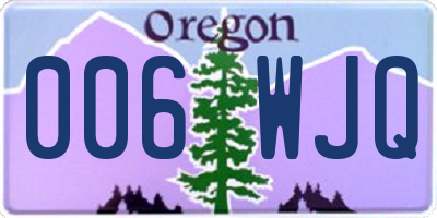 OR license plate 006WJQ
