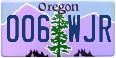 OR license plate 006WJR