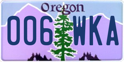 OR license plate 006WKA