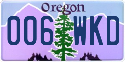 OR license plate 006WKD