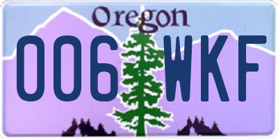 OR license plate 006WKF