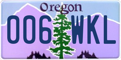 OR license plate 006WKL