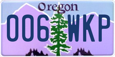 OR license plate 006WKP