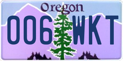 OR license plate 006WKT