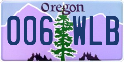 OR license plate 006WLB
