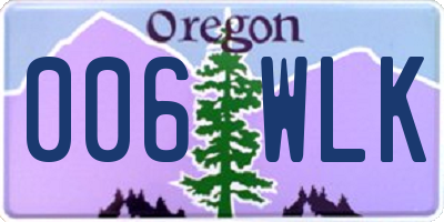 OR license plate 006WLK