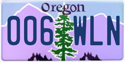 OR license plate 006WLN