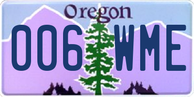OR license plate 006WME