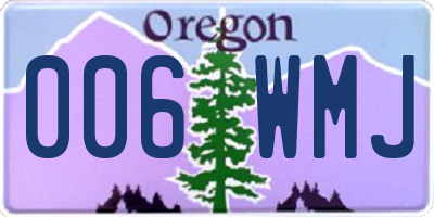 OR license plate 006WMJ