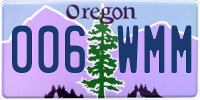OR license plate 006WMM
